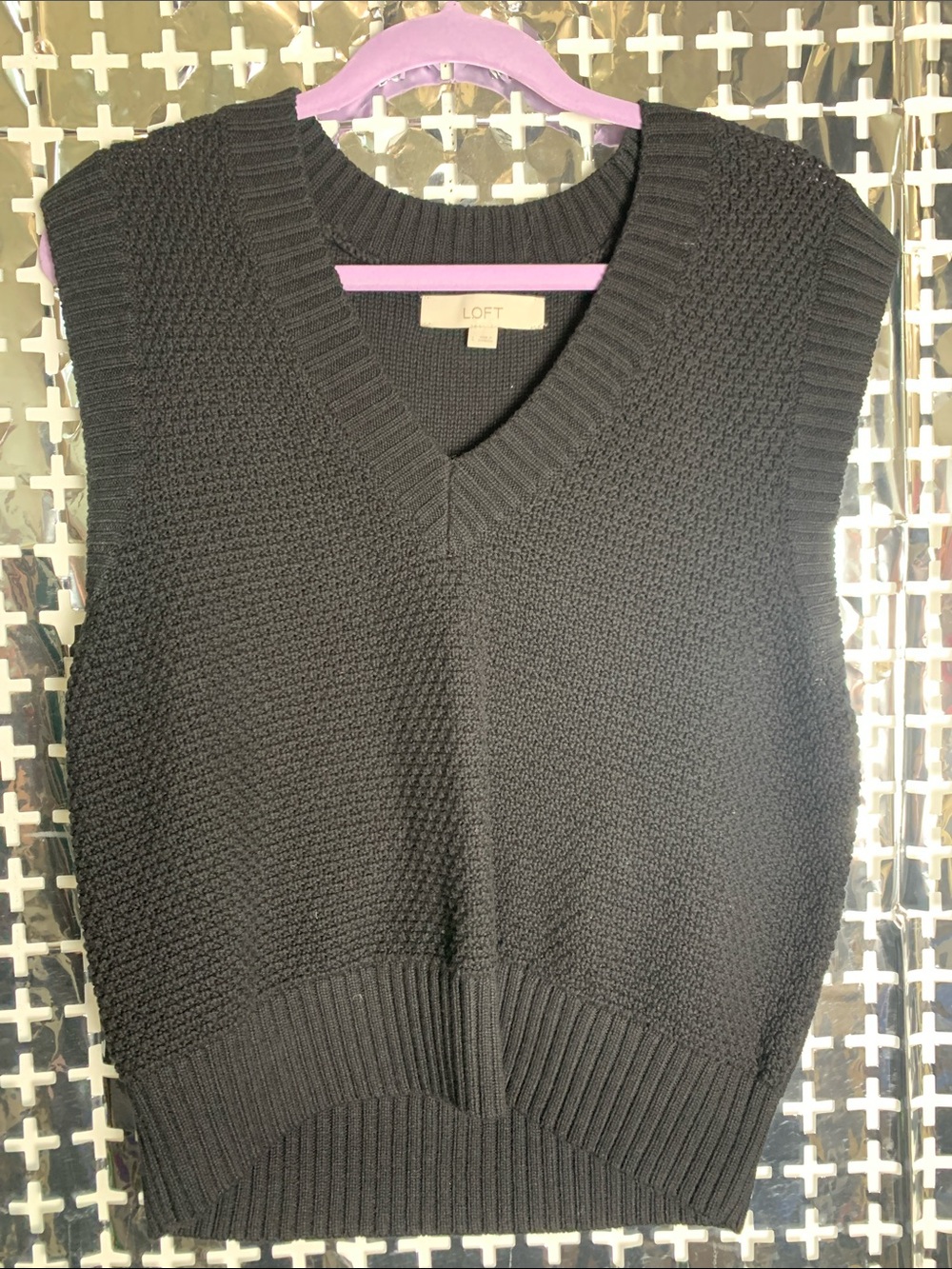 LOFT Black Knit V-Neck Sweater Vest